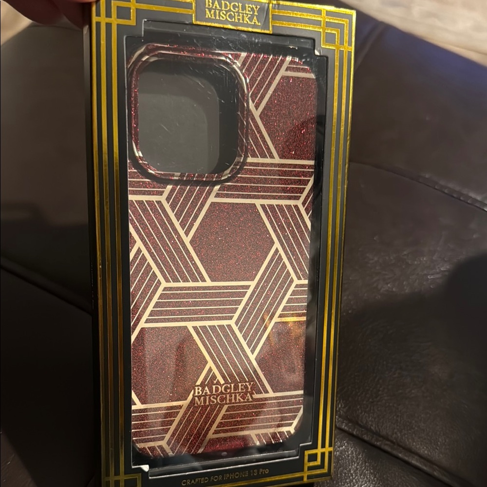 🎯Badgley Mischka Gold and Red Phone Case for iPhone 13 Pro